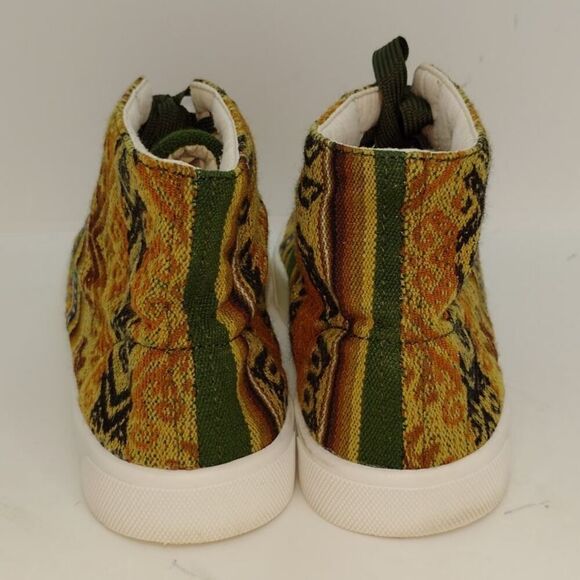 Caamano Womens Pre-owned Brown/Green High Top Knit Sneakers from Peru - sz. 7 - Picture 5 of 7